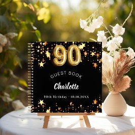 Libro de invitados 90 cumpleaños estrellas de oro 