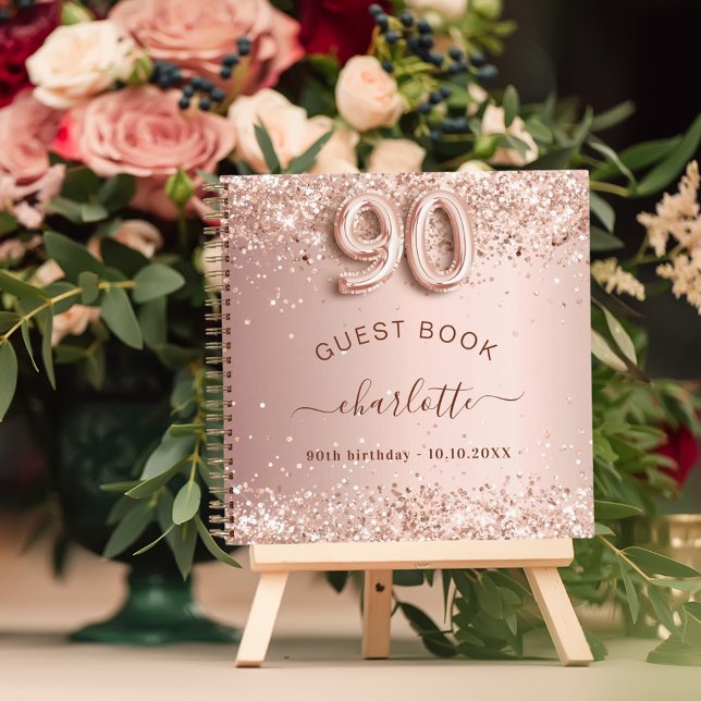 Libro de invitados 90 cumpleaños rosa purpurina de (Subido por el creador)