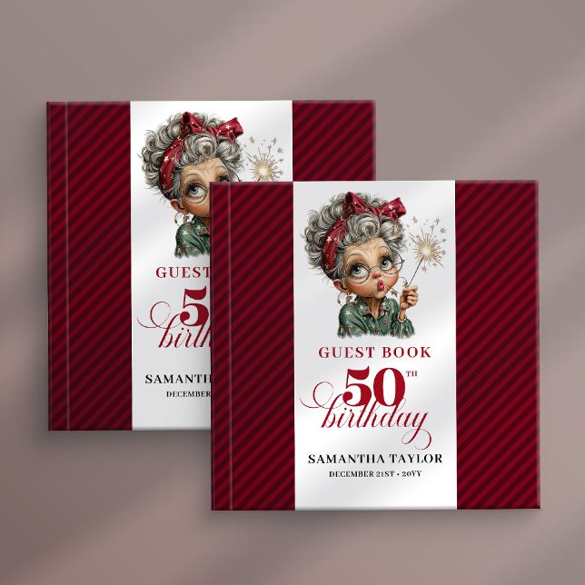 Libro de invitados alegres para la fiesta de cumpl (Cheerful 50th whimsical woman party guest book)