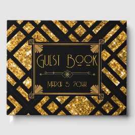 Libro de invitados Art Deco Black and Gold Boda