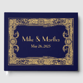 Libro de invitados Art Deco Ornamental Gold Frame