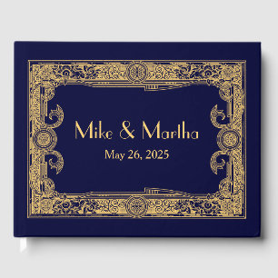 Libro de invitados Art Deco Ornamental Gold Frame