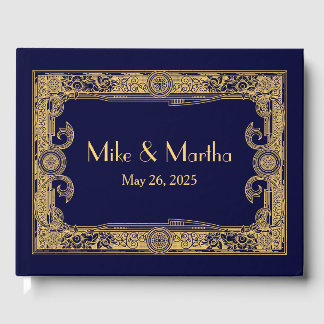 Libro de invitados Art Deco Ornamental Gold Frame