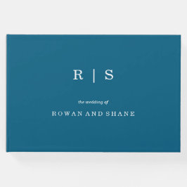 Libro de invitados azul minimalista y chic con bor