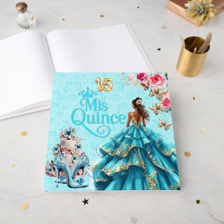 Libro de invitados azul turquesa Quinceañera Sweet