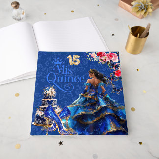 Libro de invitados azul zafiro real Quinceañera