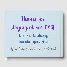 Libro de invitados B-and-B sobrio y respetable