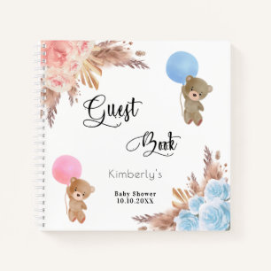 Libro de invitados baby ducha pampas hierba revela