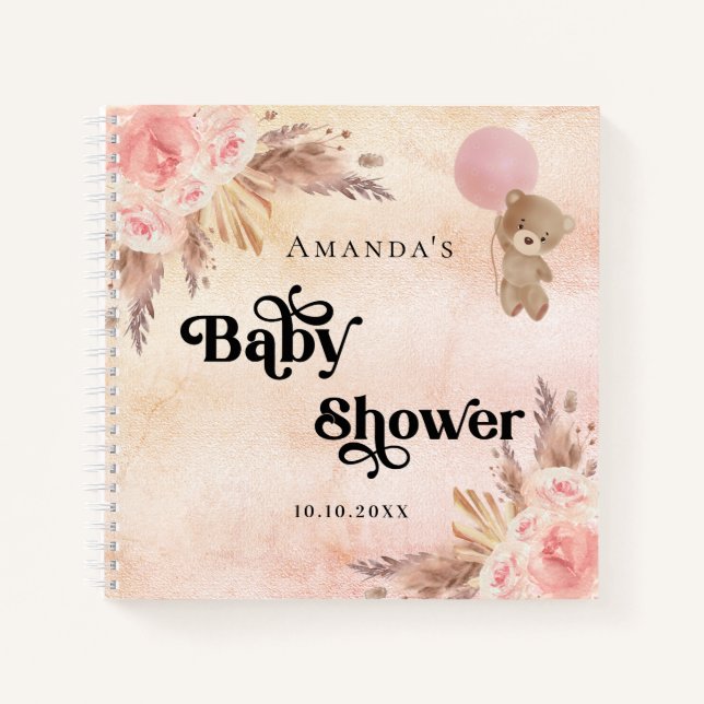 Libro de invitados baby ducha teddy pampas pasto r (Anverso)