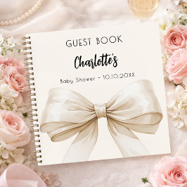 Libro de invitados Baby Shower beige crema bow