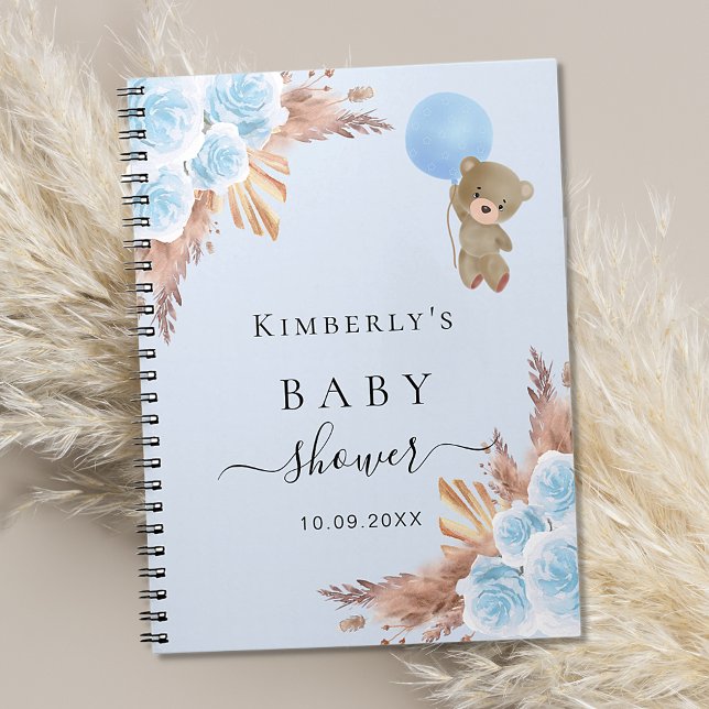 Libro de invitados Baby Shower blue teddy pampas g (Subido por el creador)