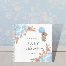 Libro de invitados Baby Shower blue teddy pampas g