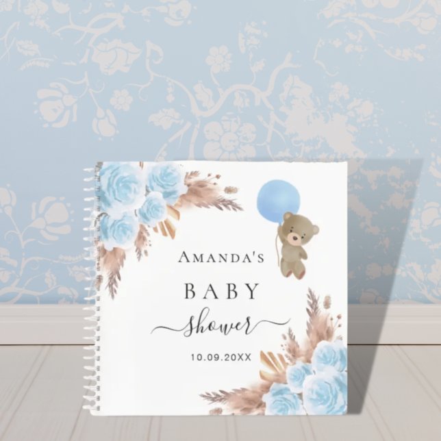 Libro de invitados Baby Shower blue teddy pampas g (Subido por el creador)