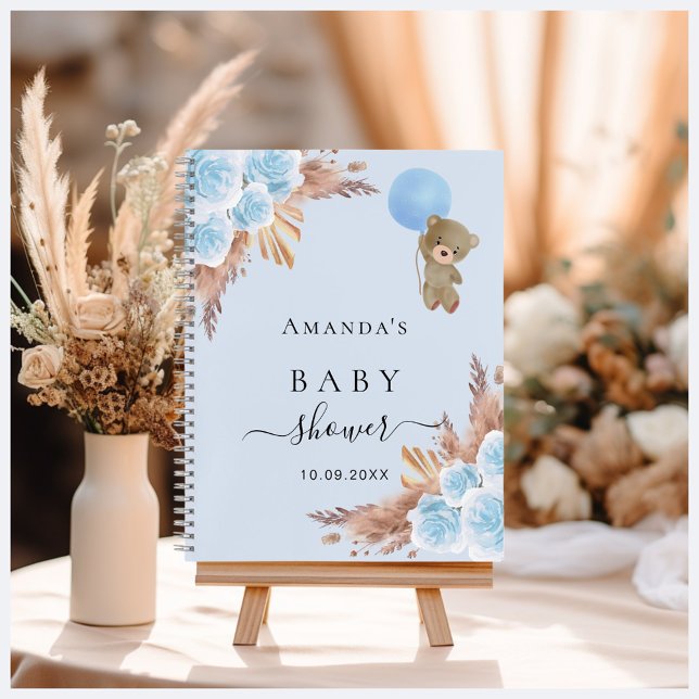 Libro de invitados Baby Shower blue teddy pampas g (Subido por el creador)
