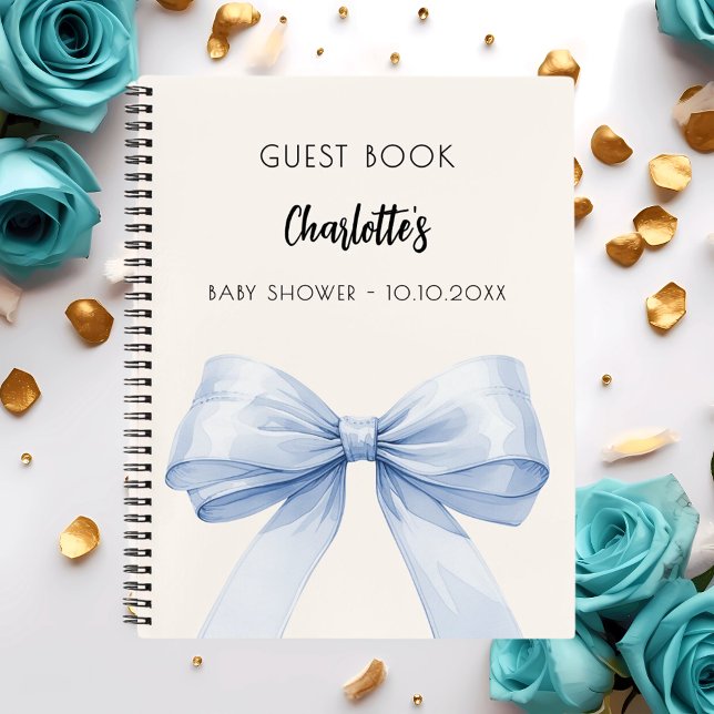 Libro de invitados Baby Shower bow blue beige crem (Subido por el creador)