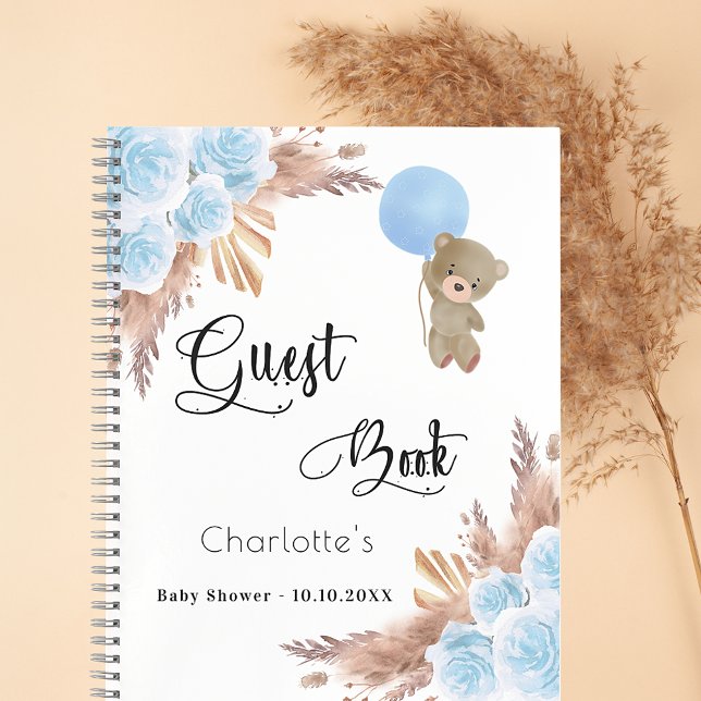 Libro de invitados Baby Shower boy teddy pampas (Subido por el creador)