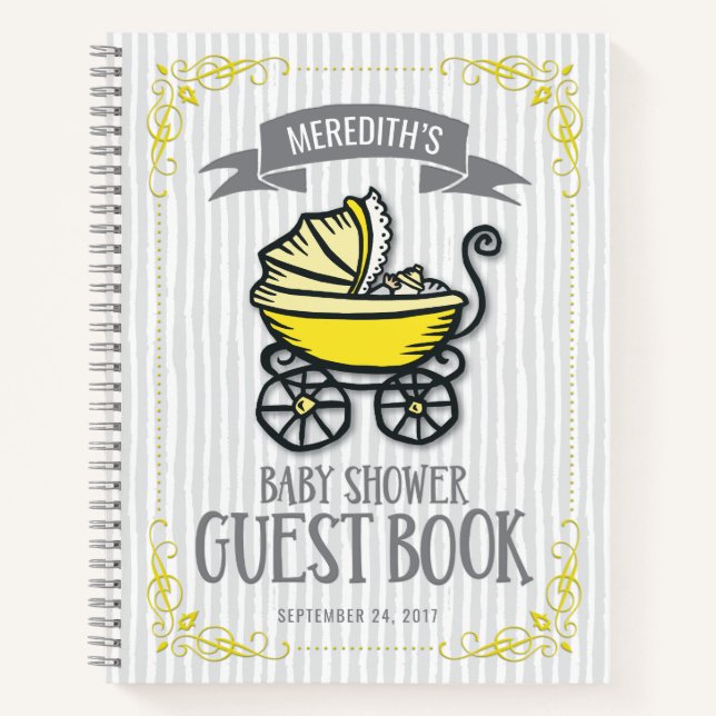 Libro de invitados Baby Shower con tema amarillo (Anverso)