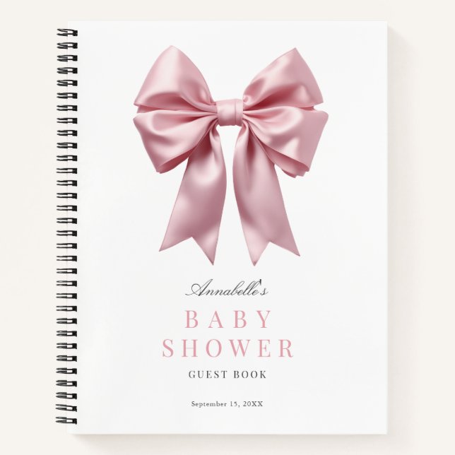 Libro de invitados Baby Shower Coquette Pink Bow R (Anverso)