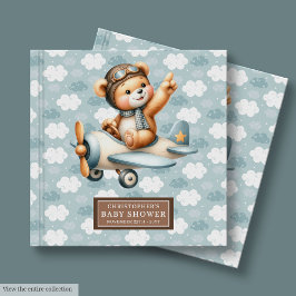Libro de invitados Baby Shower del piloto del oso