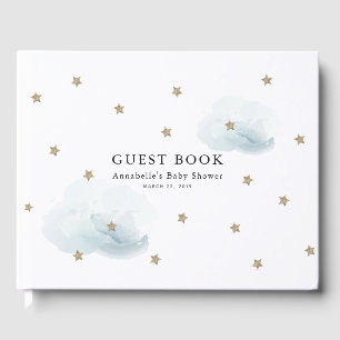 Libro de invitados Baby Shower Gold Stars & Clouds