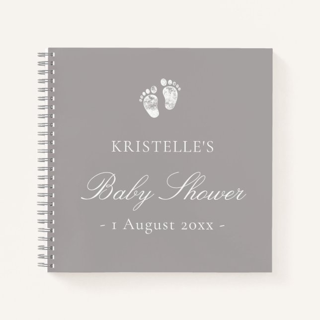 Libro de invitados Baby Shower Gray Neutral Baby F (Anverso)