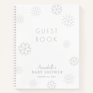 Libro de invitados Baby Shower Gray Snowflake