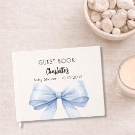 Libro de invitados Baby Shower lazo azul beige cre