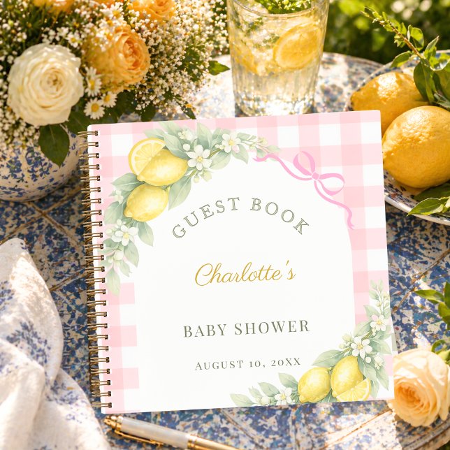Libro de invitados baby shower limones gingham ros (Subido por el creador)