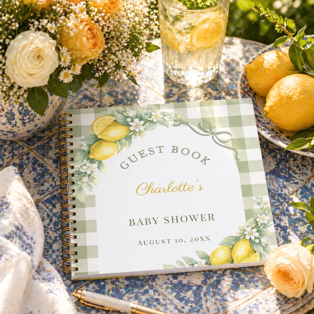 Libro de invitados baby shower limones gingham ver (Subido por el creador)
