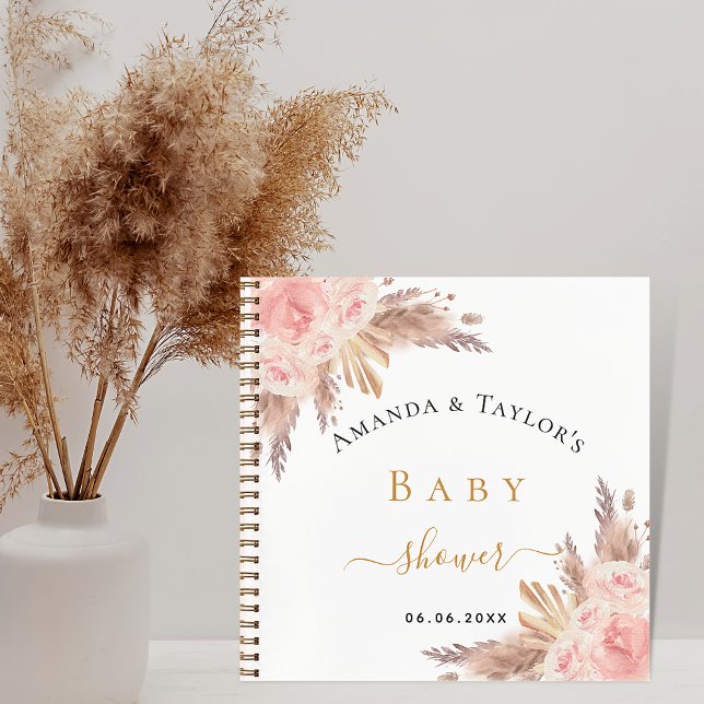 Libro de invitados Baby Shower pampas hierba rosa  (Subido por el creador)