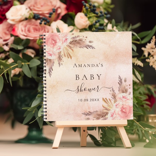 Libro de invitados Baby Shower pampas hierba rosa  (Subido por el creador)
