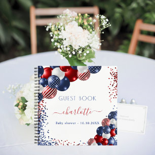 Libro de invitados baby shower patriótico rojo bla