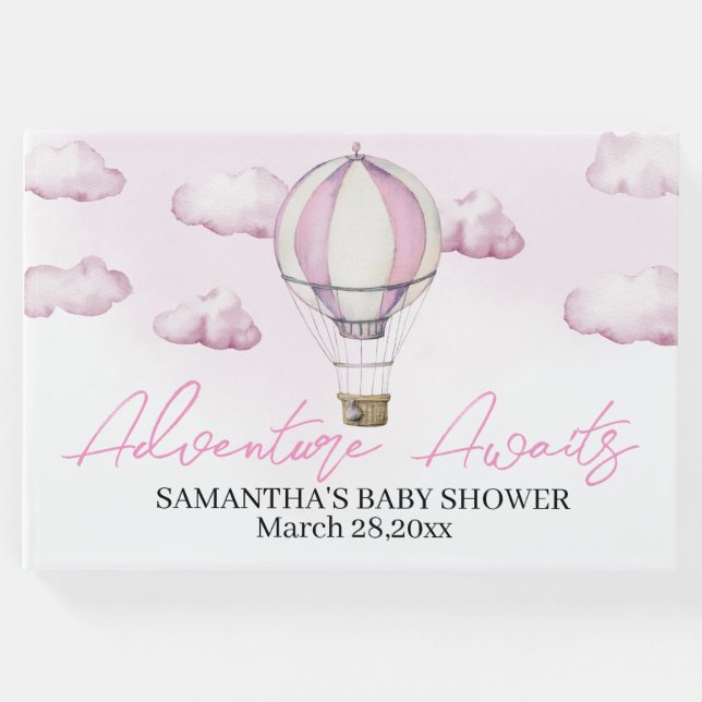 Libro de invitados Baby Shower sobre globos aerost (Anverso)