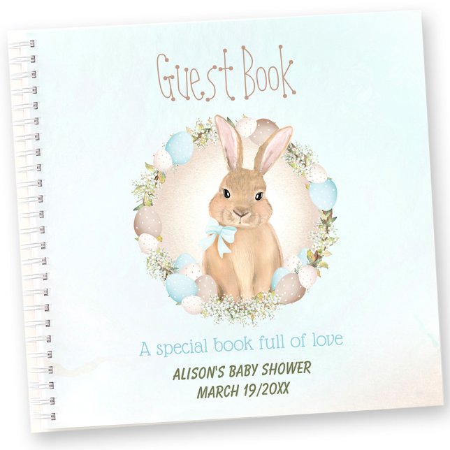 Libro de invitados Baby Shower Spring Easter Cute  (Spring Easter Cute Bunny Baby Shower Guest Book)