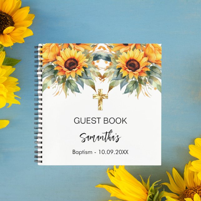Libro de invitados baptismo girasoles cruz de acua (Subido por el creador)
