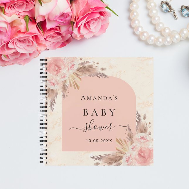 Libro de invitados bebé rosa de oro Shower pampas  (Subido por el creador)