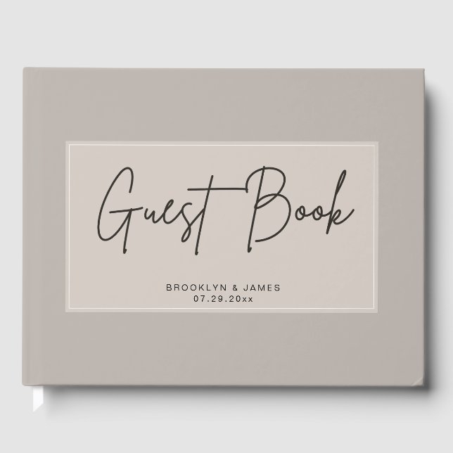 Libro de invitados Beige Minimal Boda (Anverso)