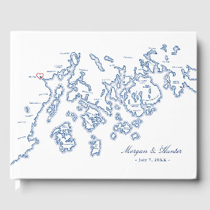 Libro de invitados Belfast - Mapa de Maine de Peno