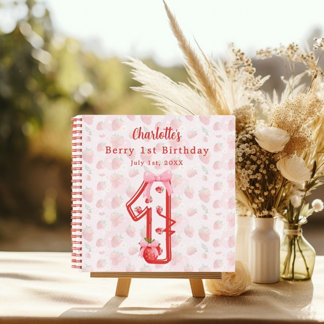 Libro de invitados Berry 1er cumpleaños fresas roj (Subido por el creador)