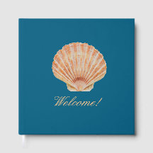 Libro de invitados "¡Bienvenido!" con concha de vi