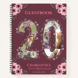 Libro de invitados Big 20 Birthday Photo Pink Flow