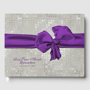 Libro de invitados Big Purple Bow Quinceañera
