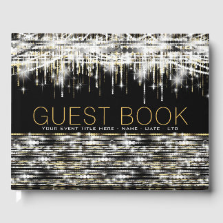 Libro de invitados Black Gold Silver Sparkle