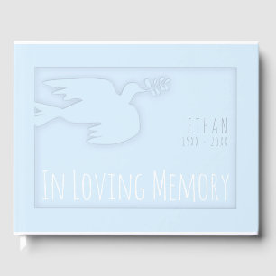 Libro de invitados Blue Modern Dove Baby Celebrati