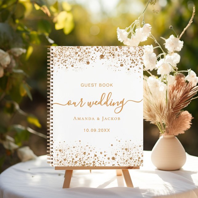 Libro de invitados boda brillo dorado blanco (Subido por el creador)