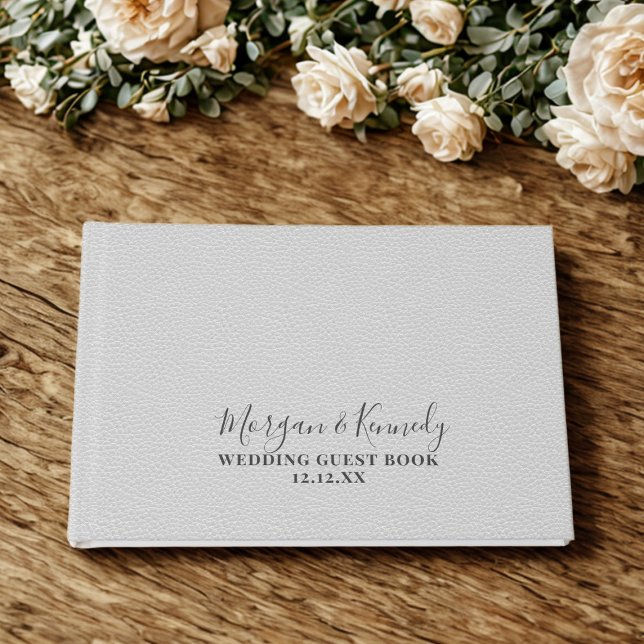 Libro de invitados Boda con aspecto de cuero gris  (An elegant soft gray leather look wedding guest book. Just add your names and wedding date)