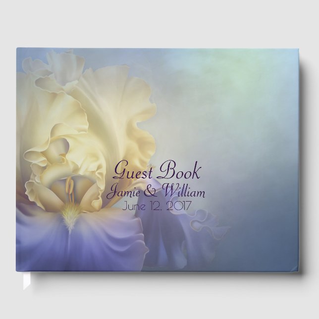 Libro de invitados Boda de iris morado y amarillo (Anverso)
