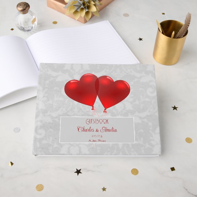 Libro de invitados Boda de los globos del corazón  (Anverso Abierto)
