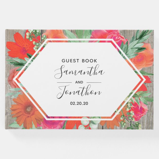 Libro de invitados Boda de marco floral con aroma  (Anverso)