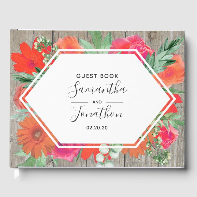 Libro de invitados Boda de marco floral con aroma  (Anverso)